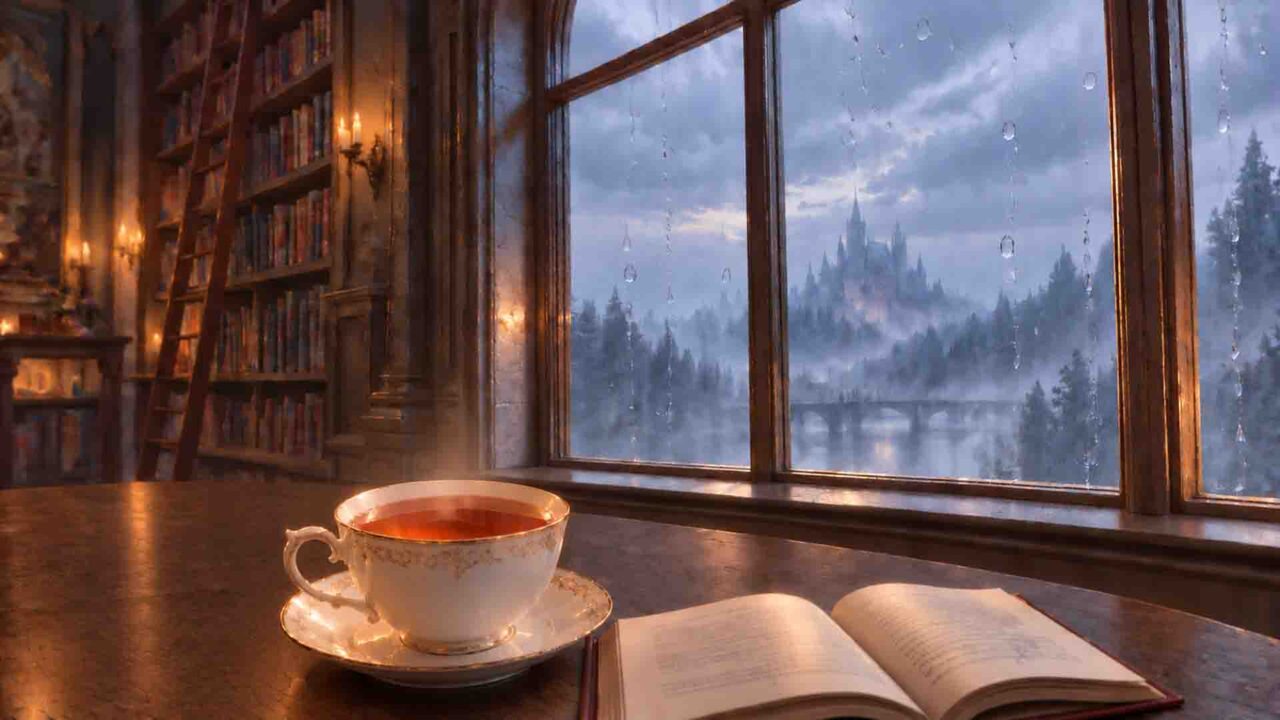 雨音の図書室で、ページをめくる夜|しっとり優雅なピアノワルツ【120分・読書・作業用】