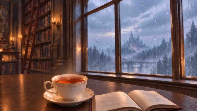 雨音の図書室で、ページをめくる夜|しっとり優雅なピアノワルツ【120分・読書・作業用】